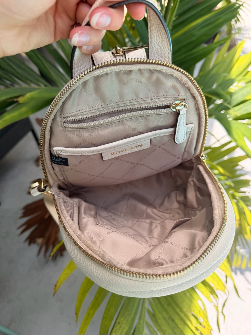 Michael Kors Ivory Pebbled Leather Mini Backpack with Gold Hardware - Picture 8 of 11